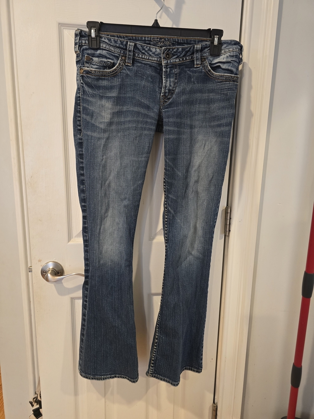Silver Jeans Co. Flap Pocket Bootcut Jeans Thick Stitch Medium Wash 34x31
